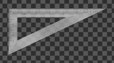 Plastic triangle with metric and imperial units ruler scaleのイラスト素材