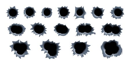 Shotgun gunshot traces of a bullet holes in a metal backgroundのイラスト素材