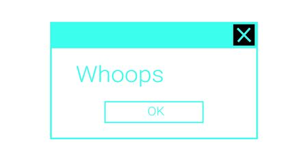 Neon error message window. System glitch dialog box popup