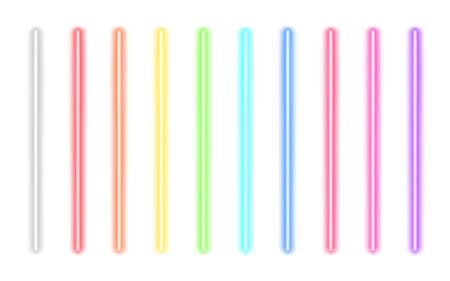Neon glow sticks. Fluorescent laser rays. Beams of light.のイラスト素材