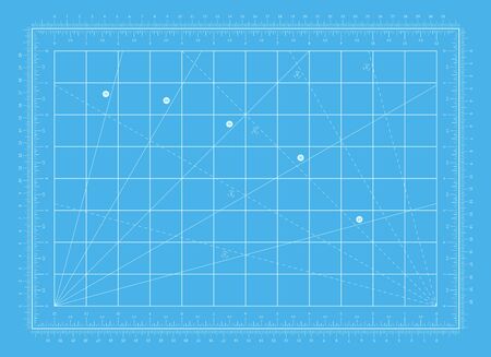 Self healing cutting mat with both an imperial and a metric scale grid.のイラスト素材