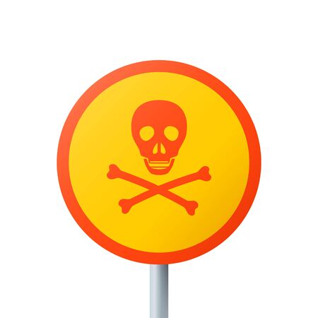 Poison danger symbol. Circular sign of death hazard. Skull and crossbones.のイラスト素材
