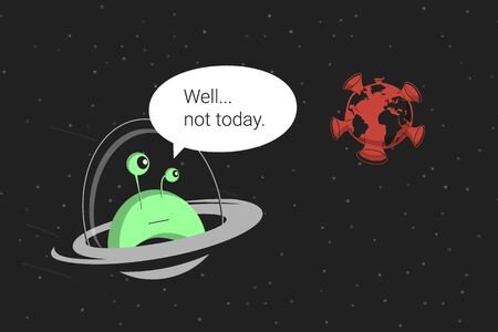 Global quarantine illustration due to a coronavirus pandemic. Earth infected by the SARS-CoV-2 virusのイラスト素材