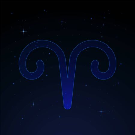 Aries, the ram zodiac sign on the starry night sky.のイラスト素材
