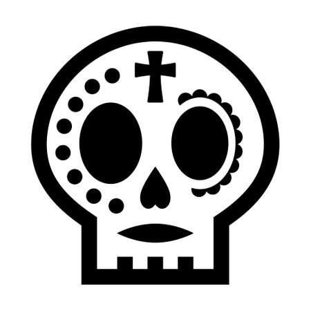 Cute sugar skull icon for the Day of the Dead decorationsのイラスト素材