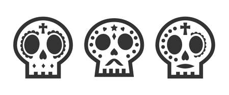 Cute sugar skull icon for the Day of the Dead decorationsのイラスト素材