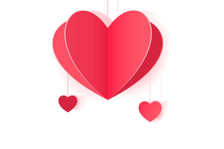 Hanging origami hearts for design and decorのイラスト素材