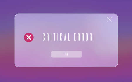 System error pop-up message of translucent frosted glass.のイラスト素材
