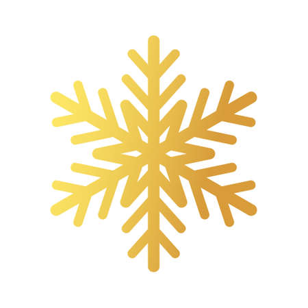 Golden snowflake. Icon of a snow flake made of a golden foilのイラスト素材