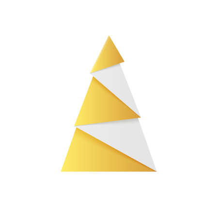 Golden origami Christmas tree made of gold foil.のイラスト素材