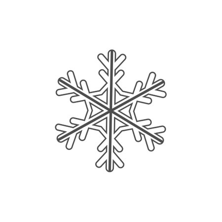 Snowflake silhouette icon. Snow flake stencil blueprintのイラスト素材