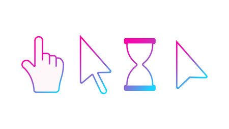 Desktop computer mouse cursors. Laptop PC pointer iconsのイラスト素材