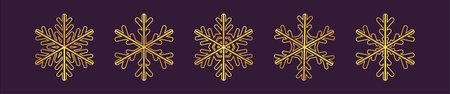 Golden snowflake. Icon of a snow flake made of a golden foilのイラスト素材