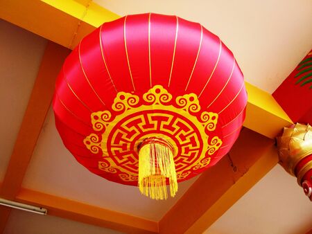 Red Lanterns Lighting on the Windの写真素材