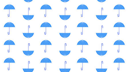 Seamless pattern with blue umbrellas on a white backgroundの写真素材