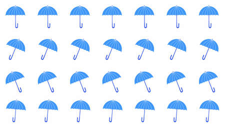 Umbrella icon set. Blue umbrella symbol isolated on white backgroundの写真素材