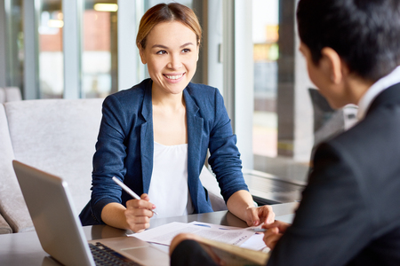 Productive Negotiations of Business Partnersの写真素材