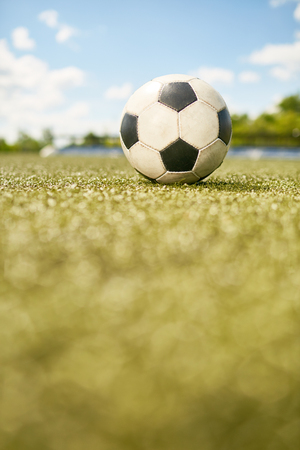 Football Ball on Grassの写真素材