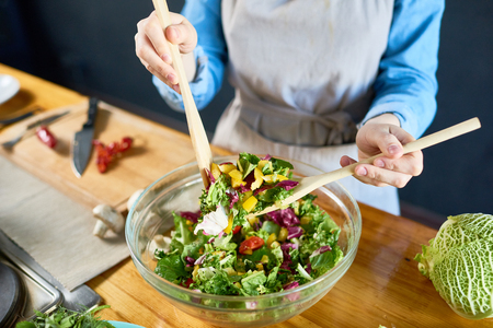 Mixing Vegetarian Saladの写真素材
