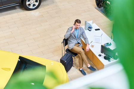 Client in Car Showroomの写真素材