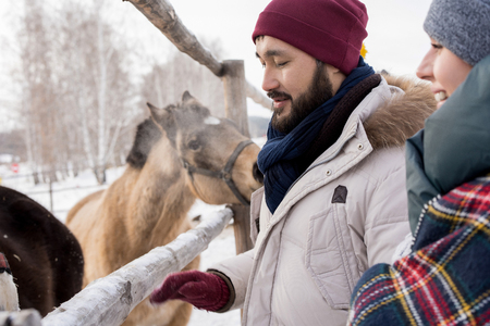 Couple on Horse Ranchの写真素材