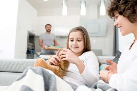 Family Enjoying Time at Homeの写真素材