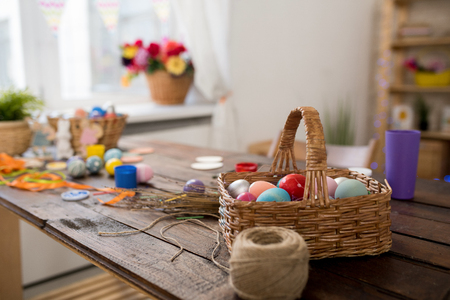 Basket of Easter Eggs on Crafting Table