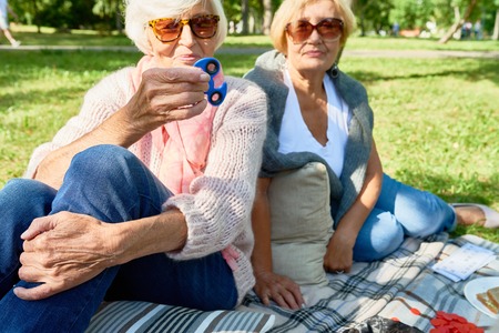 Senior Woman with Spinnerの写真素材