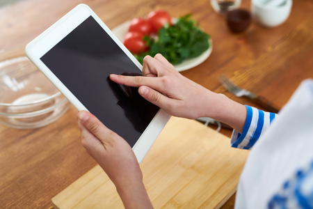 Searching for Salad Recipeの写真素材