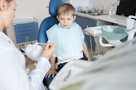 Little Boy in Dental Clinicの写真素材