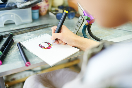 Female Artist Drawing Sketchの写真素材