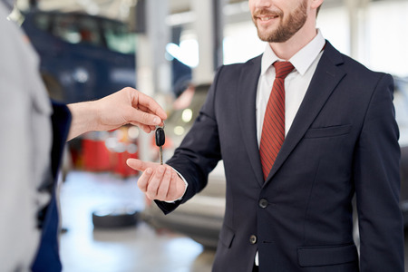 Businessman Holding Car Keysの写真素材