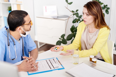 Young Woman in Doctors Officeの写真素材