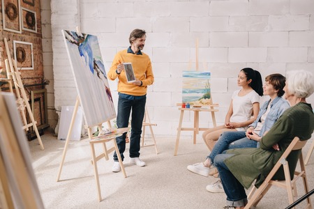 Students Listening to Art Lectureの写真素材