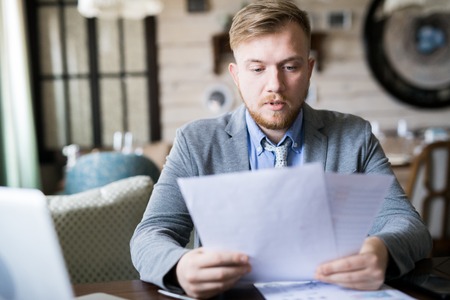 Businessman reading a contract