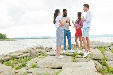 People on the lakeの写真素材