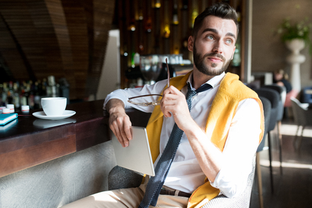 Handsome Man in Barの写真素材