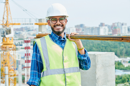 Cheerful Middle-Eastern Workerの写真素材