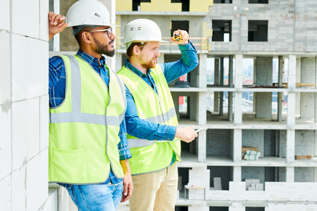 Purposeful engineers at construction site