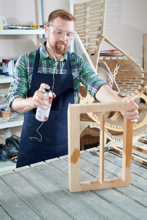 Painting wooden productの写真素材