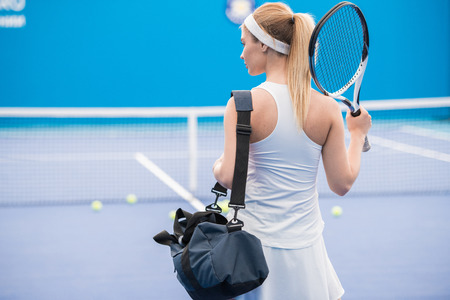 Beautiful Tennis Player Back Viewの写真素材
