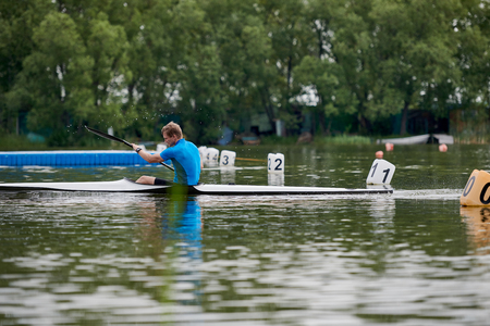 Winner in rowing competitionの写真素材