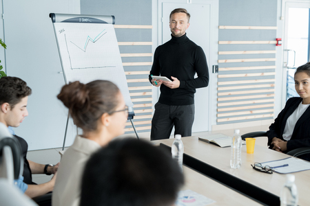 Businessman performing at business presentationの写真素材