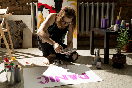Contemporary Artist Painting Bannerの写真素材