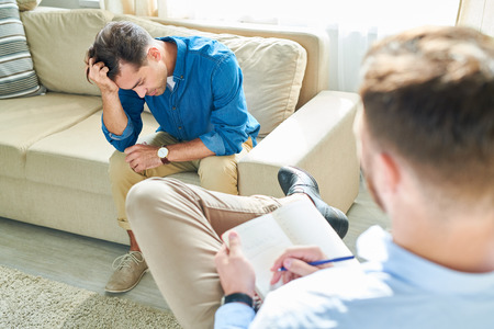 Sad Man in Therapyの写真素材