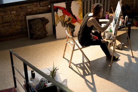 Contemporary Male Artist in Sunlightの写真素材