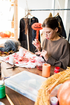 Modern designer painting jaw for Halloween costumeの写真素材