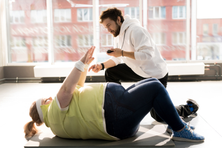 Weight Loss Work Out in Sunlightの写真素材