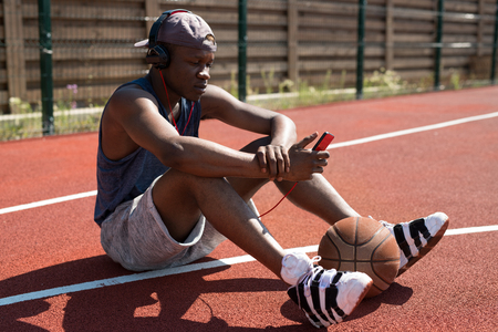 Contemporary African-American Man on Basketball Courtの写真素材