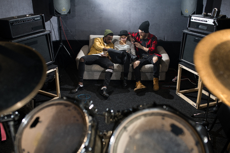 Young People Chilling in Studioの写真素材